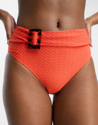 Dorina - Sarawak - Strukturierte Bikinihose mit hohem Bund in Orange