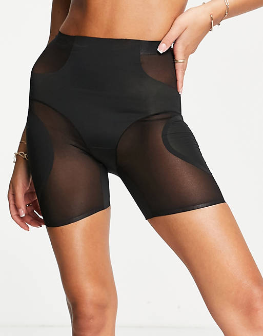 Pantaloncini modellanti a vita alta in rete di misto nylon neri Asos Donna Abbigliamento Intimo Intimo modellante BLACK Skin Skulpt 