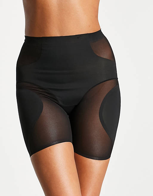Pantaloncini modellanti a vita alta in rete di misto nylon neri Skin Skulpt BLACK Asos Donna Abbigliamento Intimo Intimo modellante 