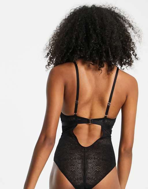 Dorina - Sunray - Body en dentelle géométrique sans armatures - Noir - BLACK, 2 de 4