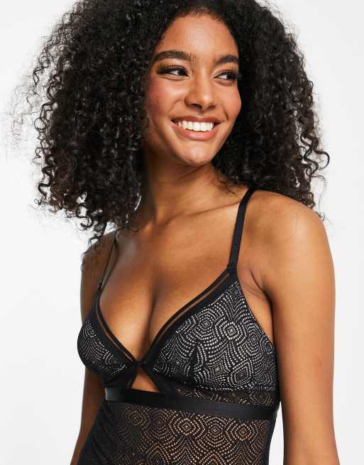 Dorina - Sunray - Body senza ferretto in pizzo geometrico nero - BLACK, 3 di 4