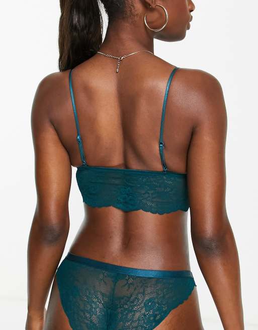Dorina Thrive lace lightly padded longline bralette 2 pack in green and red, 3 of 4