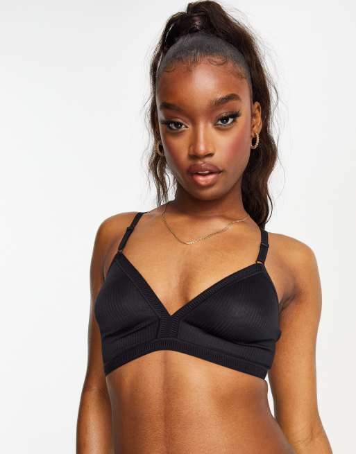 Dorina - Tiffany - Geribbelde bralette zonder vulling in zwart