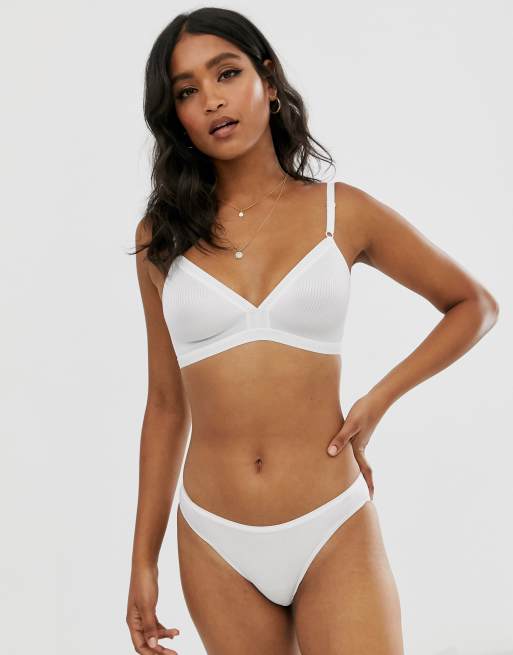 Dorina Tiffany Gerippter Triangel Bh Aus Baumwolle Ohne Bugel In Weiss Asos