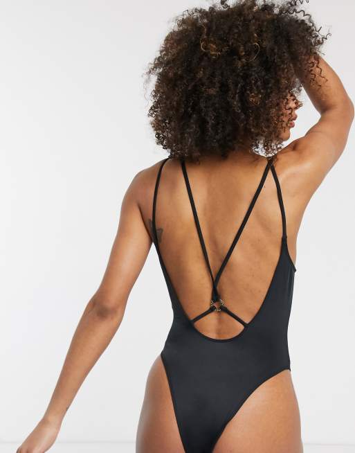Dorina X Jackie Plunge Multi Strap Swimsuit In Black Asos