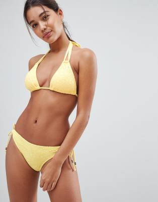 yellow crochet bikini top