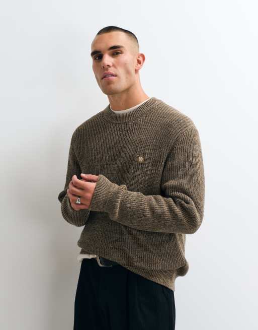 Double A By Wood Wood 100% Baumwoll-Halum-Strickpullover in Beige-Melange, 4 von 5