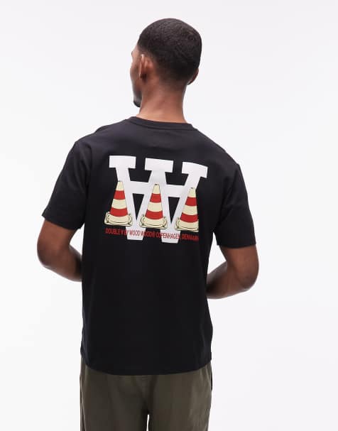 Double A By Wood Wood 100% cotton Ace t-shirt with cone graphic back print in black - view 1
