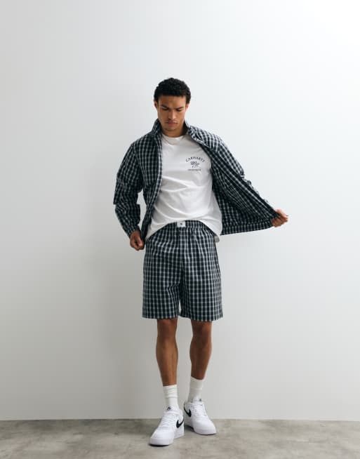 Double A By Wood Wood 100% cotton Alwin pull-on shorts co-ord in slate check, 2 of 9