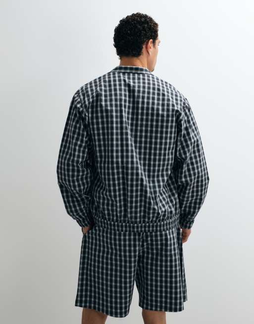 Double A By Wood Wood 100% cotton Alwin pull-on shorts co-ord in slate check, 5 of 9