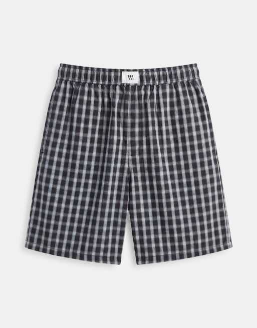 Double A By Wood Wood 100% cotton Alwin pull-on shorts co-ord in slate check, 6 of 9