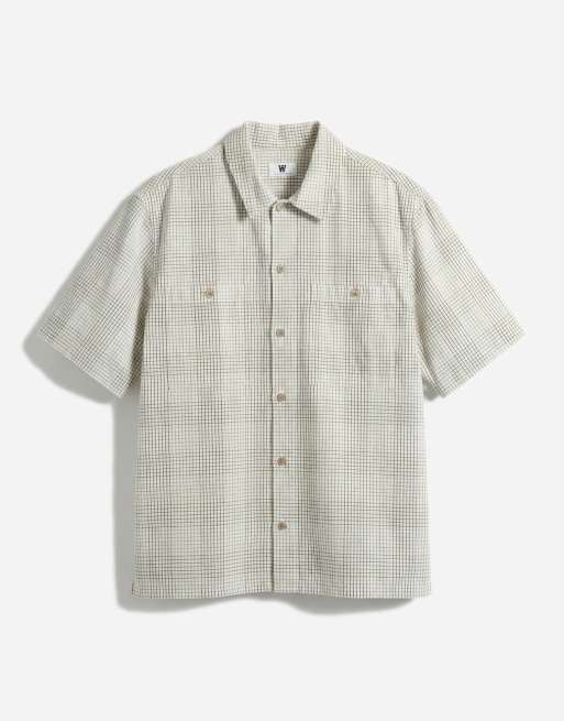 Double A By Wood Wood 100% cotton cooper shirt in off white check, 6 of 12