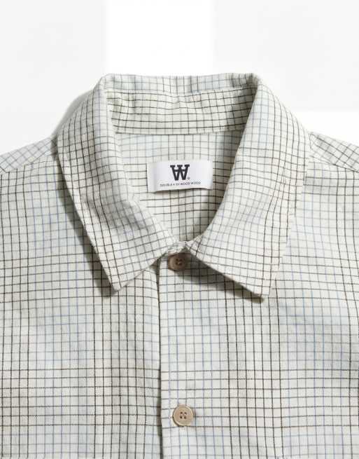 Double A By Wood Wood 100% cotton cooper shirt in off white check, 8 of 12