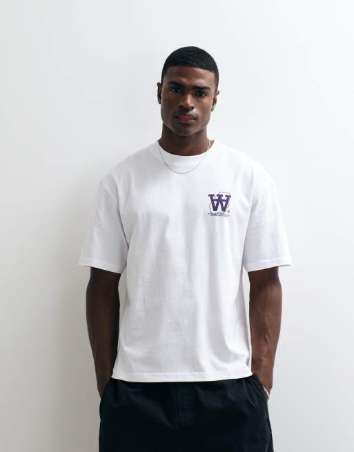 Double A By Wood Wood 100% cotton Liam map graphic t-shirt in white, 3 of 5