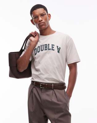 Double A by Wood Wood Double A By Wood Wood ace logo t-shirt in stone-Grey