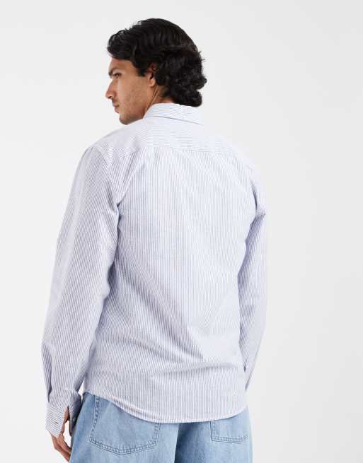 Double A By Wood Wood - Adam - Camicia in 100% cotone azzurra a righe, 4 di 5