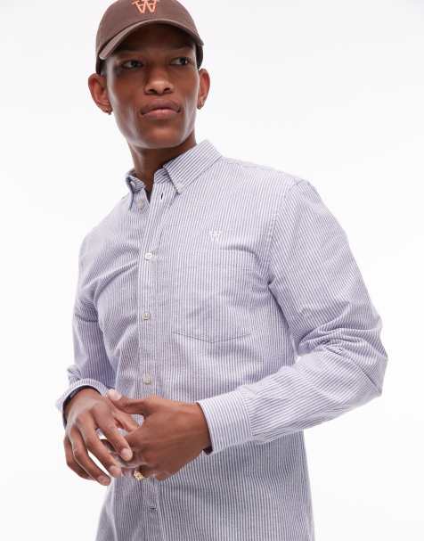 Double A By Wood Wood adam shirt in blue stripe