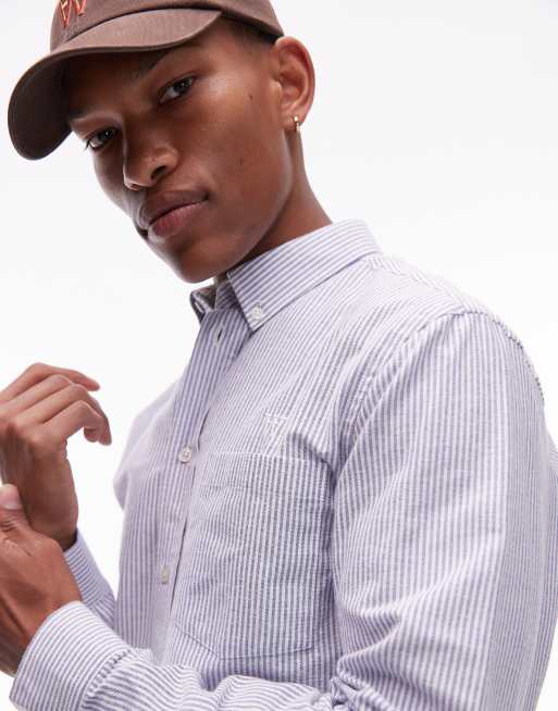 Double A By Wood Wood adam shirt in blue stripe, 3 of 4