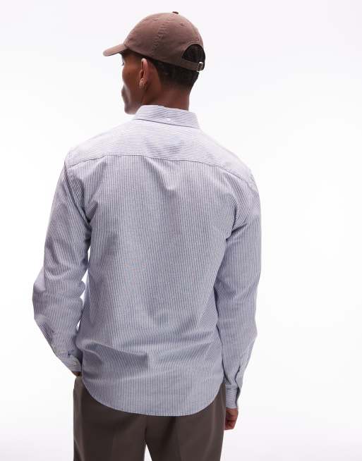 Double A By Wood Wood adam shirt in blue stripe, 4 of 4