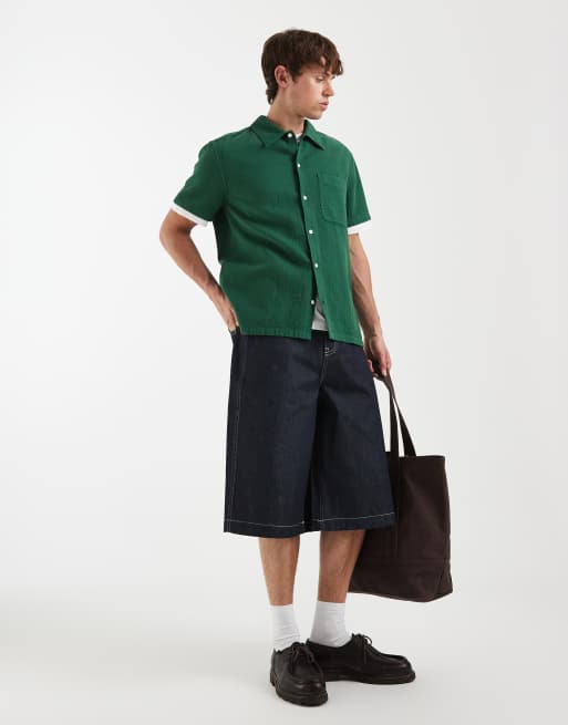 Double A By Wood Wood - Adrian - Camiseta verde oscuro con bolsillo de 100% algodón, 3 de 5
