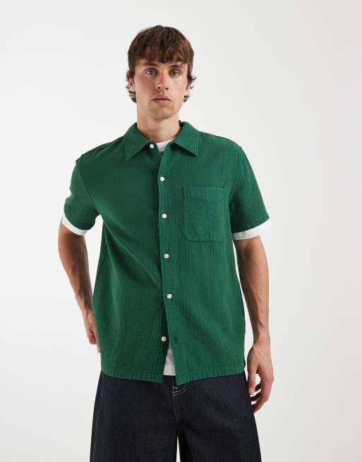 Double A By Wood Wood - Adrian - Camiseta verde oscuro con bolsillo de 100% algodón, 5 de 5