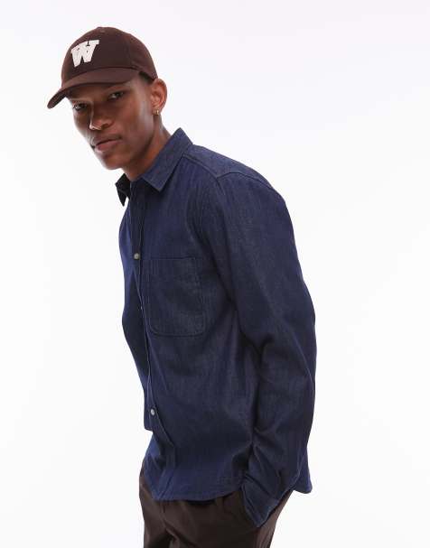 Double A By Wood Wood Adrian denim cotton shirt in rinse - view 1