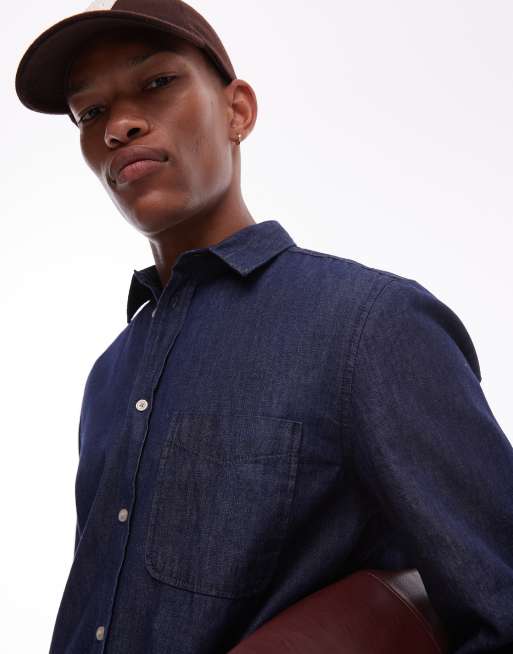 Double A By Wood Wood Adrian denim cotton shirt in rinse ASOS