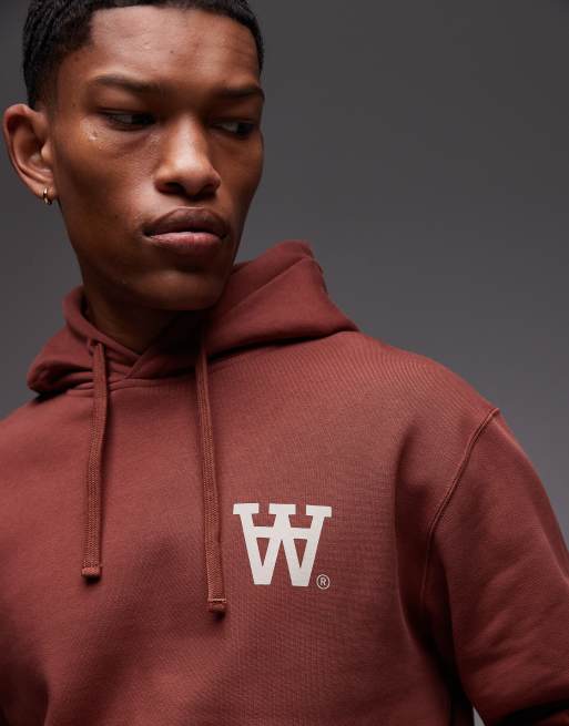 Double A by Wood Wood – Cass – Kapuzenpullover aus Baumwolle in Braun mit Logo, 3 von 4