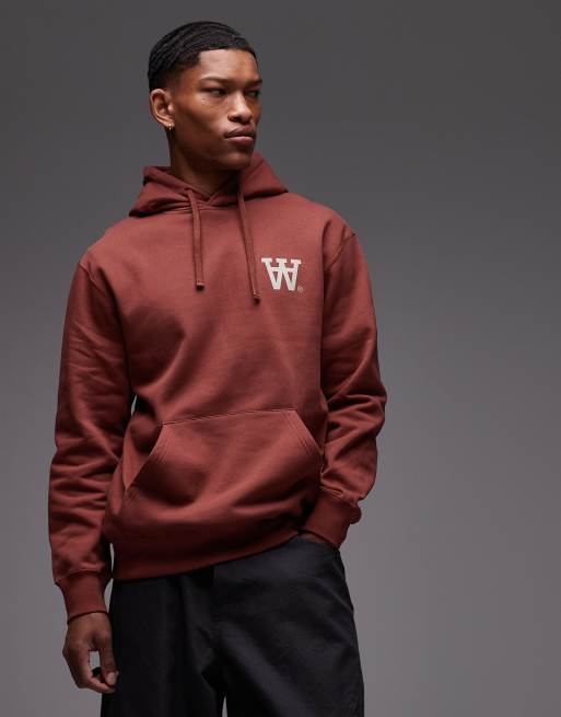 Double A By Wood Wood cass logo print hoodie in brown