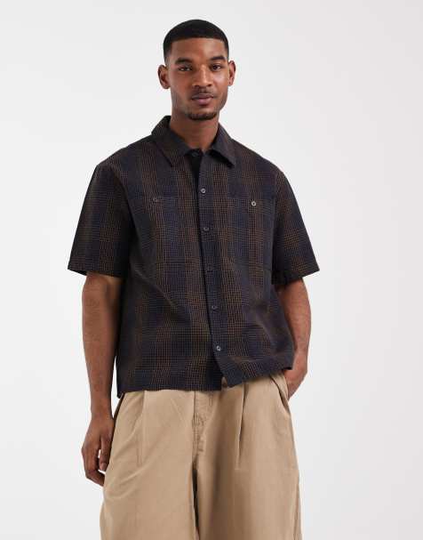 Double A by Wood Wood - Chemise en coton à carreaux - Noir et cuivre - view 1