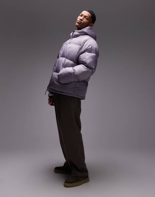 Double A By Wood Wood claus double zip padded jacket in lilac grey, 3 of 4