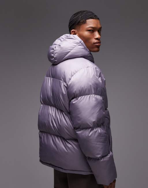 Double A By Wood Wood claus double zip padded jacket in lilac grey, 4 of 4