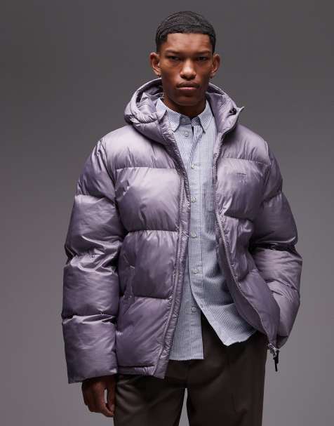 Double A by Wood Wood – Claus – Steppjacke in Fliedergrau mit Zwei-Wege-Reißverschluss - view 1