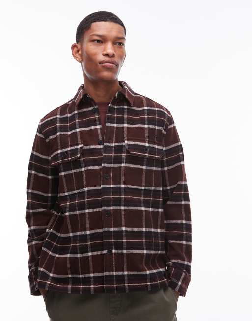 Double A By Wood Wood – Clay – Chokladbrun, rutig overshirt
