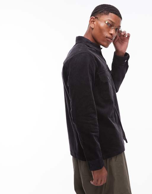 Double A By Wood Wood clay cotton overshirt in washed black, 3 of 4