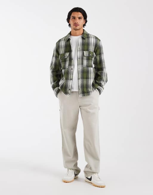 Double A By Wood Wood – Clay – Grönrutig overshirt i 100% bomull, 3 av 5