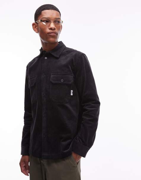 Double A by Wood Wood – Clay – Hemdjacke aus Baumwolle in verwaschenem Schwarz - view 1