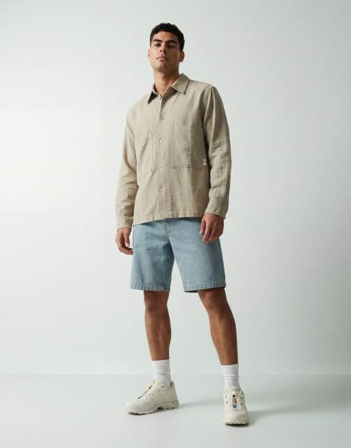 Double A by Wood Wood – Clay – Hemdjacke in Steinbeige, 10 von 12