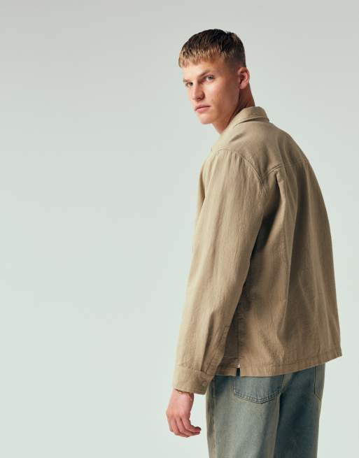Double A by Wood Wood – Clay – Hemdjacke in Steinbeige, 4 von 7
