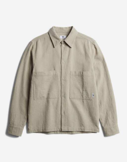 Double A by Wood Wood – Clay – Hemdjacke in Steinbeige, 6 von 7