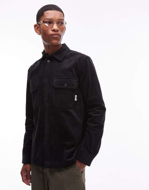 Double A By Wood Wood Clay overshirt in washed black - view 1
