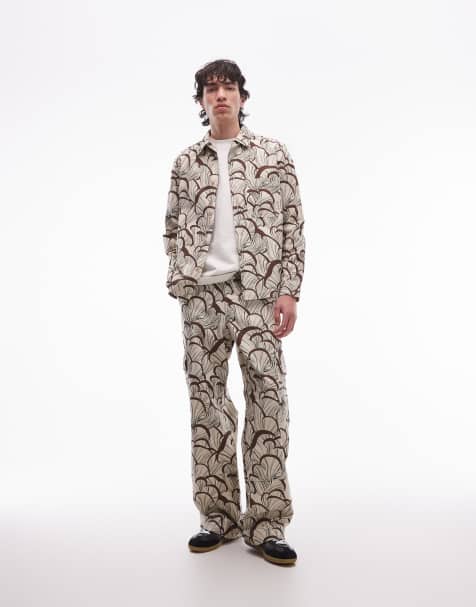 Double A By Wood Wood Clay overshirt & pants set in all-over mushroom print - view 1