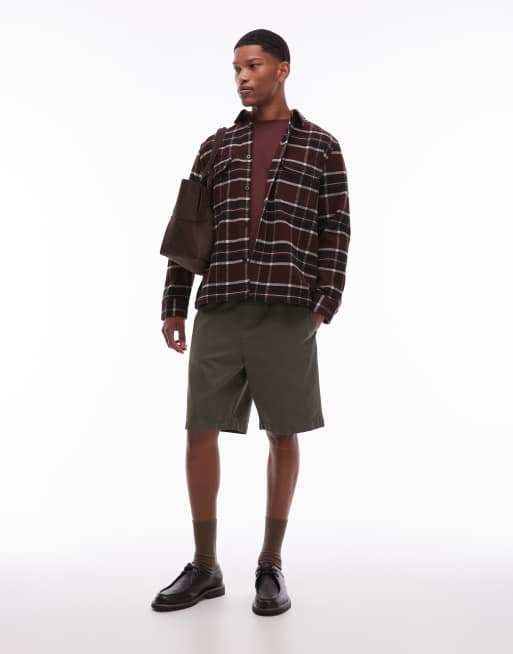 Double A By Wood Wood clay wool-mix overshirt in chocolate brown check, 3 of 4
