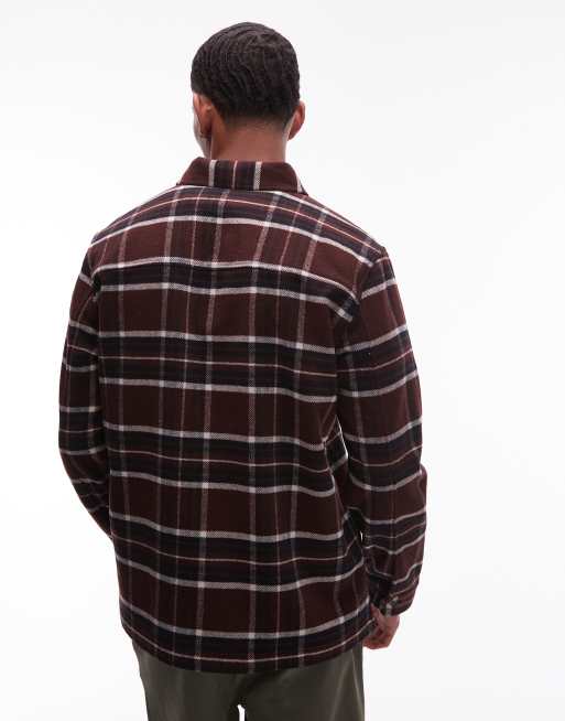 Double A By Wood Wood clay wool-mix overshirt in chocolate brown check, 4 of 4