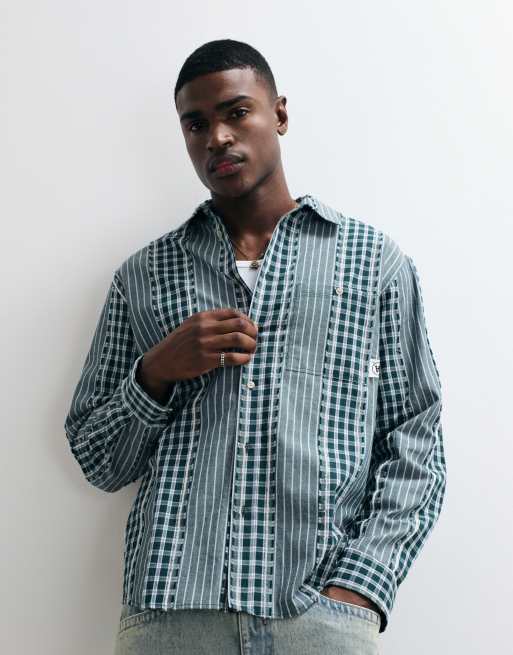 Double A By Wood Wood - Cooper - Camicia a maniche lunghe in 100% cotone blu a quadri, 2 di 5