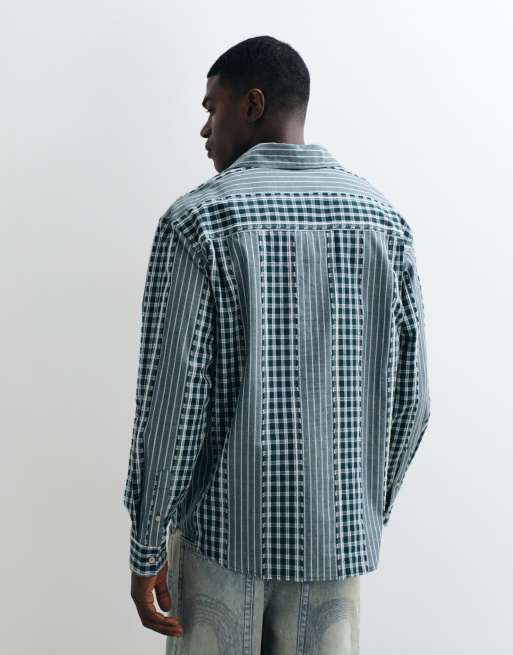 Double A By Wood Wood - Cooper - Camicia a maniche lunghe in 100% cotone blu a quadri, 4 di 5