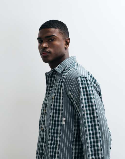 Double A By Wood Wood - Cooper - Camicia a maniche lunghe in 100% cotone blu a quadri, 5 di 5