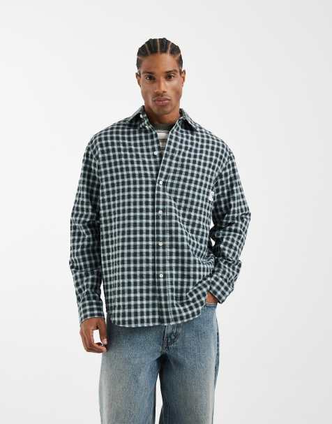 Double A By Wood Wood - Cooper - Camicia a maniche lunghe in misto cotone a quadri ardesia - view 1