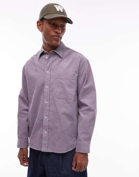 Double A By Wood Wood cooper cotton shirt in lilac grey