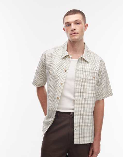 Double A By Wood Wood cooper short sleeve shirt in slate check - view 1